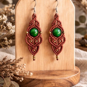 Pendientes Boho Macramé Piedra Natural