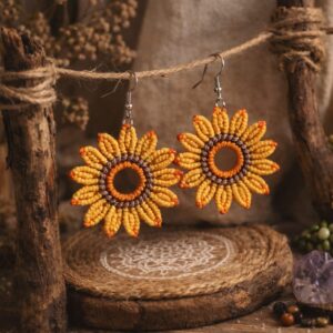 Pendientes Girasol Macramé Boho