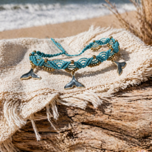 Tobillera Macramé Turquesa Boho