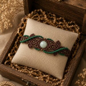 Pulsera Macramé Élfica Cuarzo Verde