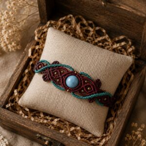 Pulsera Macramé Élfica Agua Marina